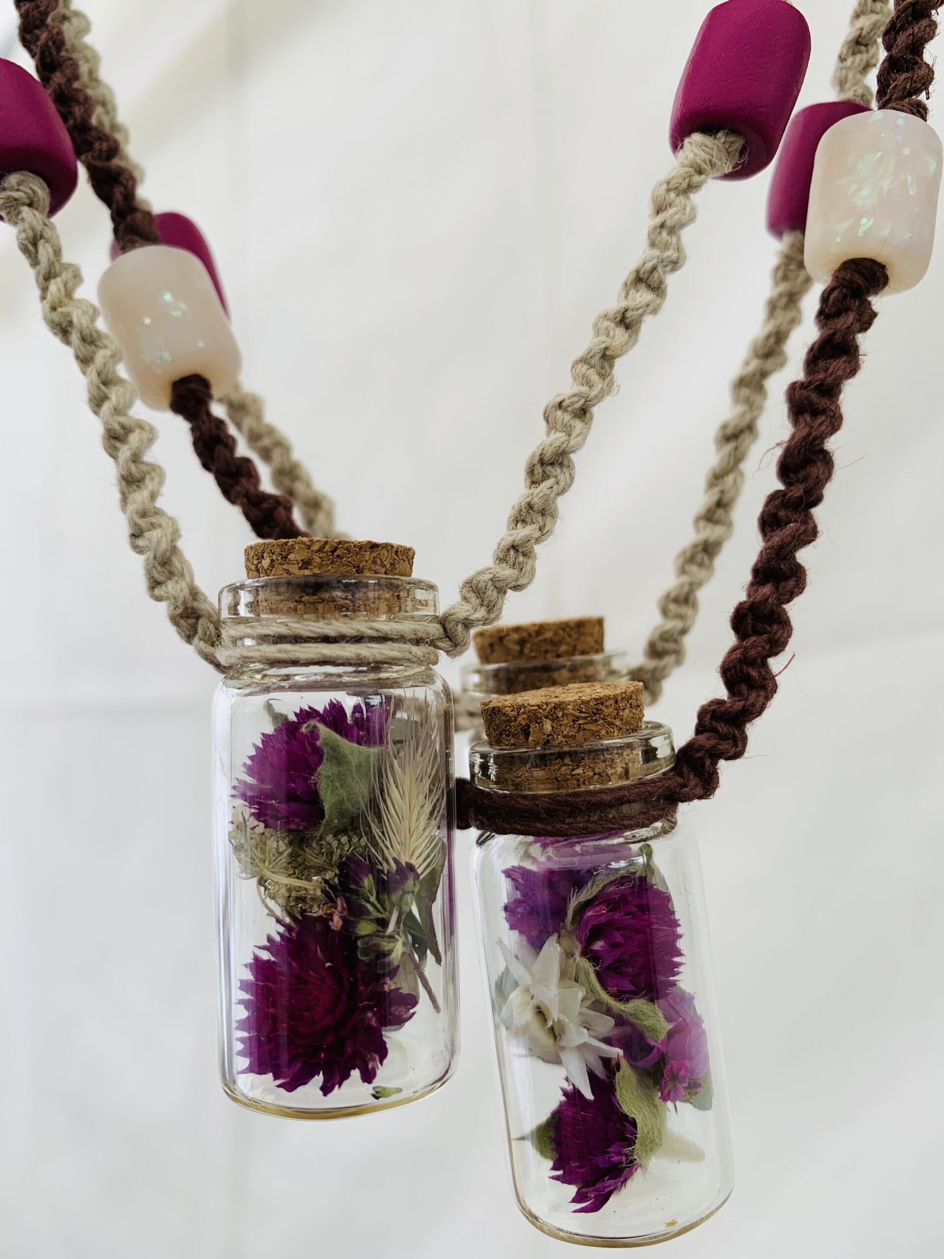 necklace with dried flowers