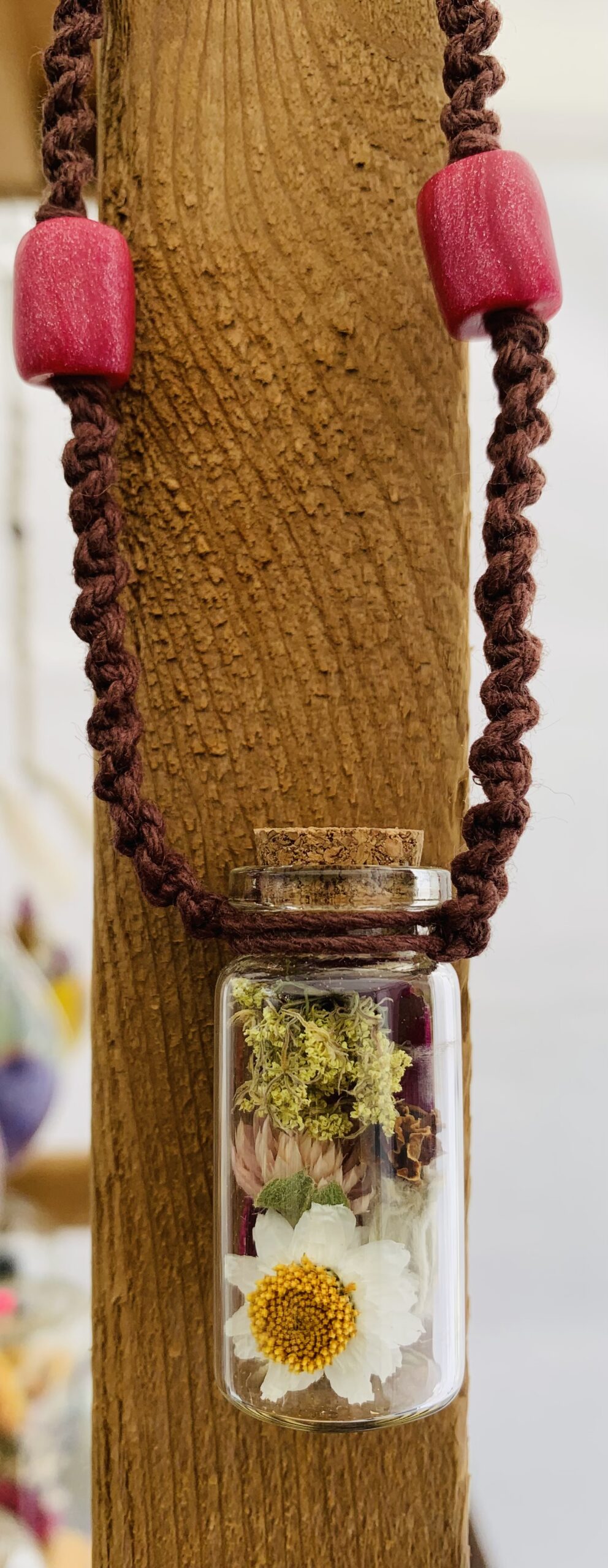 necklace with dried flowers